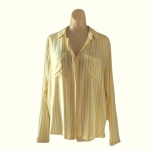 Jak & Rae Yellow/Wht Striped Button Front Size S